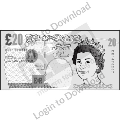 United Kingdom, £20 note B&W