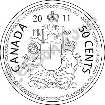 Canada, 50c coin B&W