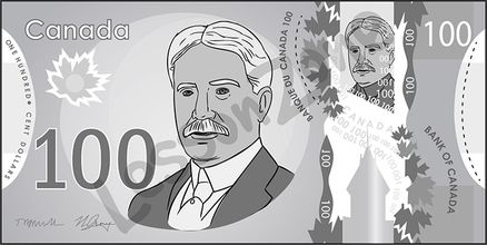 Canada, $100 note B&W