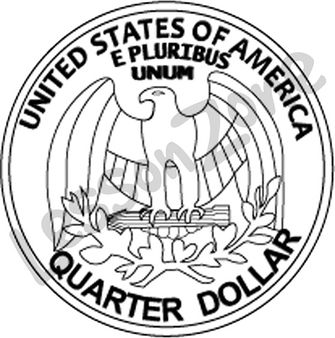 United States, quarter coin B&W