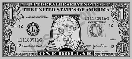 United States, $1 note B&W
