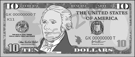 United States, $10 note B&W