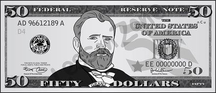 United States, $50 note B&W