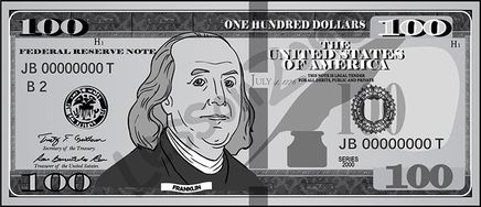 United States, $100 note B&W
