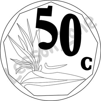 South Africa, 50c coin B&W