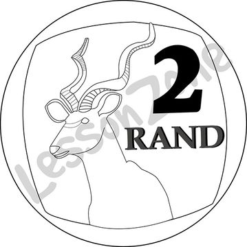 South Africa, 2 rand coin B&W