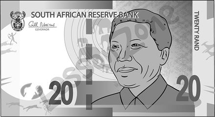 South Africa, 20 rand note B&W