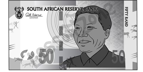 South Africa, 50 rand note B&W