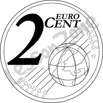 Euro, 2c coin B&W