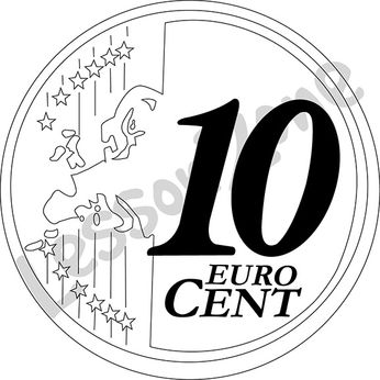 Euro, 10c coin B&W