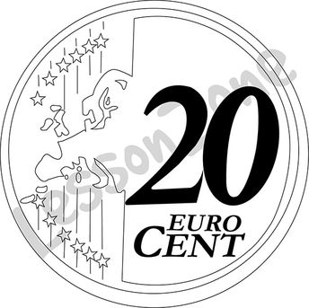 Euro, 20c coin B&W