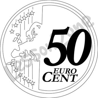 Euro, 50c coin B&W