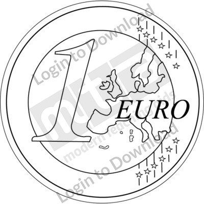 Euro, €1 coin B&W