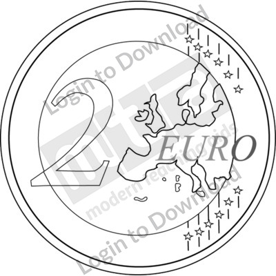 Euro, €2 coin B&W