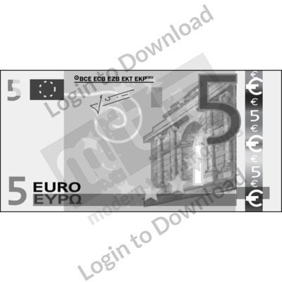 Euro, €5 note B&W