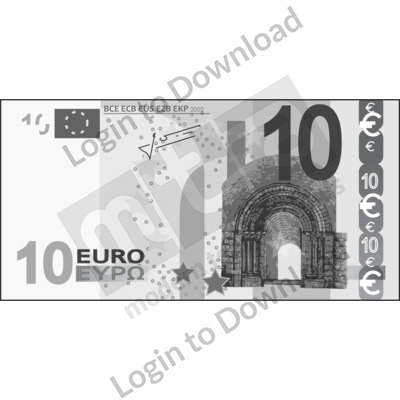 Euro, €10 note B&W