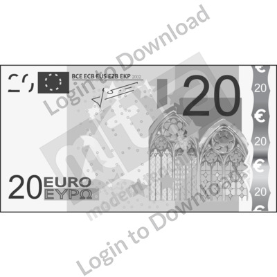 Euro, €20 note B&W