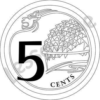 Singapore, 5c coin B&W