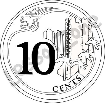 Singapore, 10c coin B&W