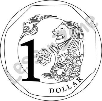 Singapore, $1 coin B&W