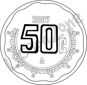 Mexico, 50c coin B&W