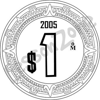 Mexico, $1 coin B&W