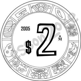 Mexico, $2 coin B&W