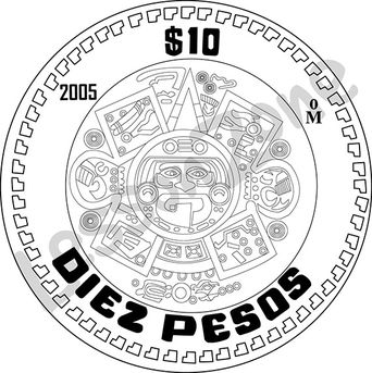 Mexico, $10 coin B&W