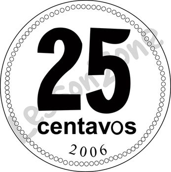 Argentina, 25c coin B&W