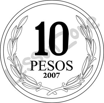 Chile, 10c coin B&W