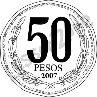 Chile, 50c coin B&W