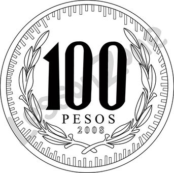 Chile, 100c coin B&W