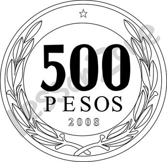 Chile, 500c coin B&W