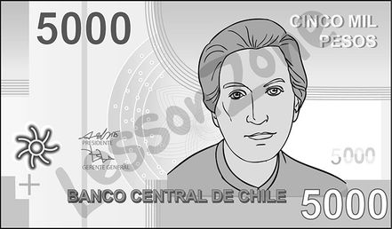 Chile, $5000 note B&W