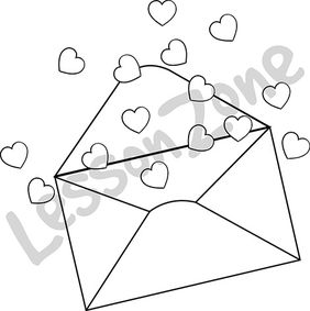 Envelope and hearts B&W