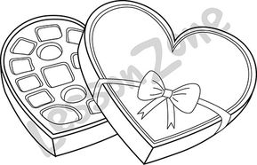 Love heart chocolate box B&W