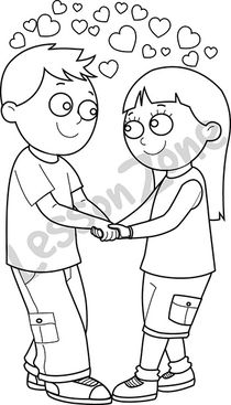Boy and girl holding hands B&W
