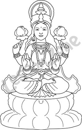 Laxmi goddess Cartoon clip art, Clip art, Line art drawings | Clipart Nepal
