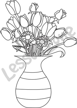 Flowers in vase B&W