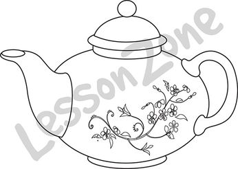 Floral teapot B&W