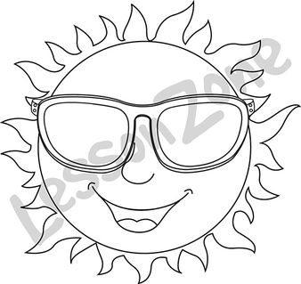 Sun with sunglasses B&W