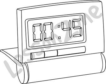 Digital clock face 3/4 hour B&W