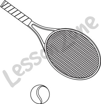 Tennis racquet and ball B&W