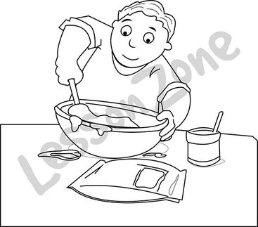 Male with mixing bowl B&W
