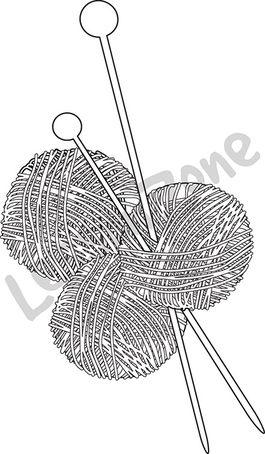 Knitting needles and wool B&W