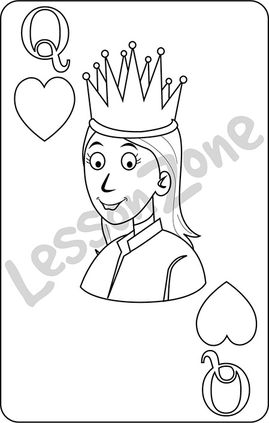 Playing card Queen of Hearts B&W