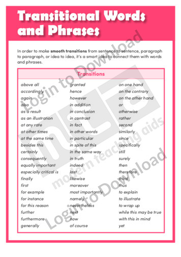 Transitional Words and Phrases (Level 8)