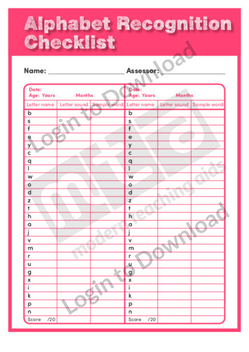 Lesson Zone AU Alphabet Recognition Checklist