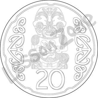 New Zealand, 20c coin B&W