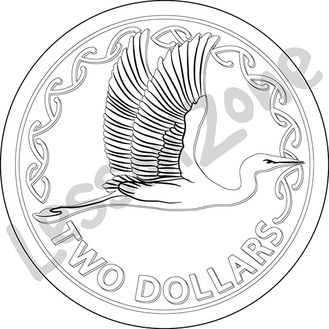 New Zealand, $2 coin B&W